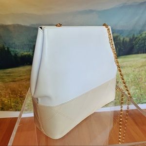 Salvatore Ferragamo White and Cream Crossbody Bag